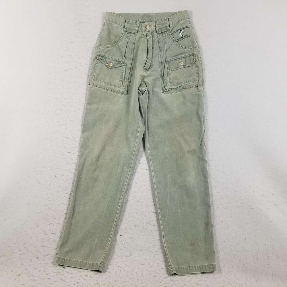 Bimini Bay Cargo Pants Mens 32x32 Green Canvas Game Fish Fishing Outdoor Casual